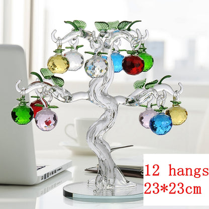 Elegant Crystal Apple Tree Ornament, Feng Shui Glass Apples for Home Decor, Christmas Gift & Collectible Crafts