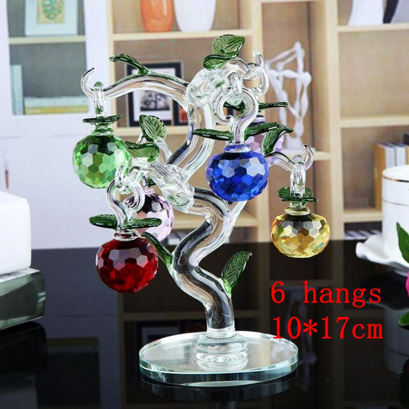 Elegant Crystal Apple Tree Ornament, Feng Shui Glass Apples for Home Decor, Christmas Gift & Collectible Crafts