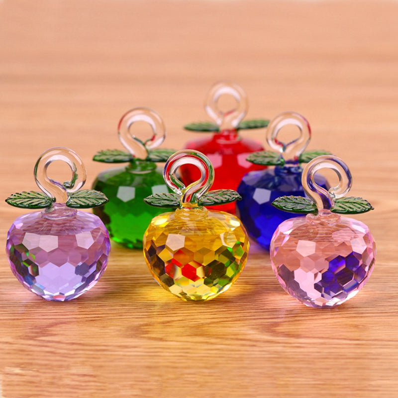 Elegant Crystal Apple Tree Ornament, Feng Shui Glass Apples for Home Decor, Christmas Gift & Collectible Crafts