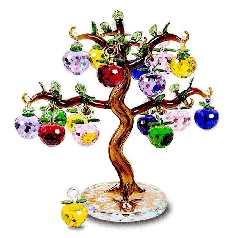 Elegant Crystal Apple Tree Ornament, Feng Shui Glass Apples for Home Decor, Christmas Gift & Collectible Crafts
