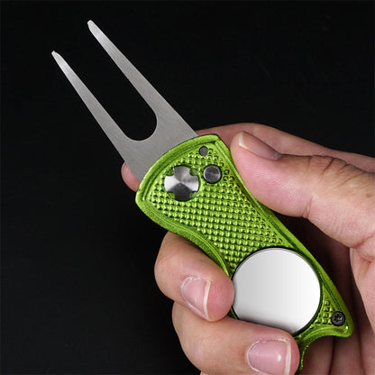 Foldable Golf Divot Repair Tool with Groove Cleaner – Compact Fork Training Aids for Golfers