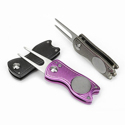 Foldable Golf Divot Repair Tool With Groove Cleaner  Compact Fork Training Aids For Golfers 1