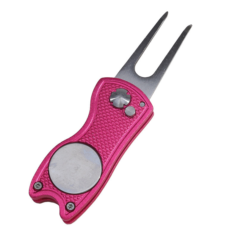 Foldable Golf Divot Repair Tool With Groove Cleaner  Compact Fork Training Aids For Golfers 5