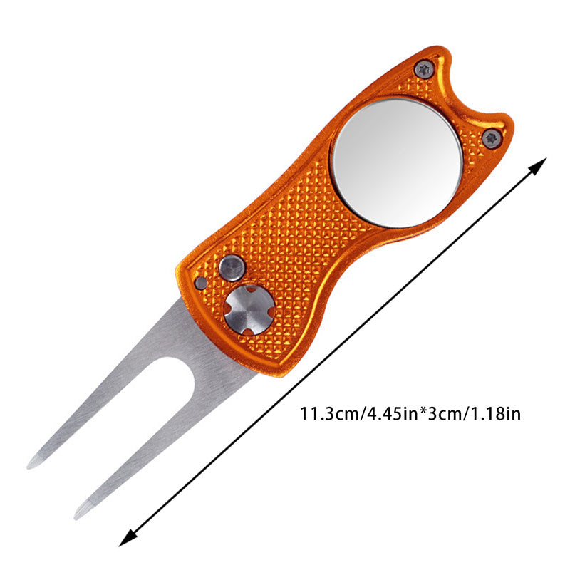 Foldable Golf Divot Repair Tool With Groove Cleaner  Compact Fork Training Aids For Golfers 4