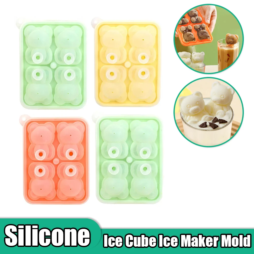 BearShaped Silicone Ice Cube Mold BPAFree Freezer Ice Trays For Smoothies Baby Food  Drinks 3