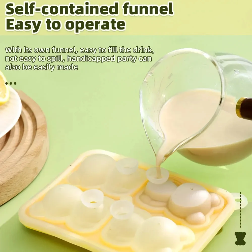 BearShaped Silicone Ice Cube Mold BPAFree Freezer Ice Trays For Smoothies Baby Food  Drinks 4