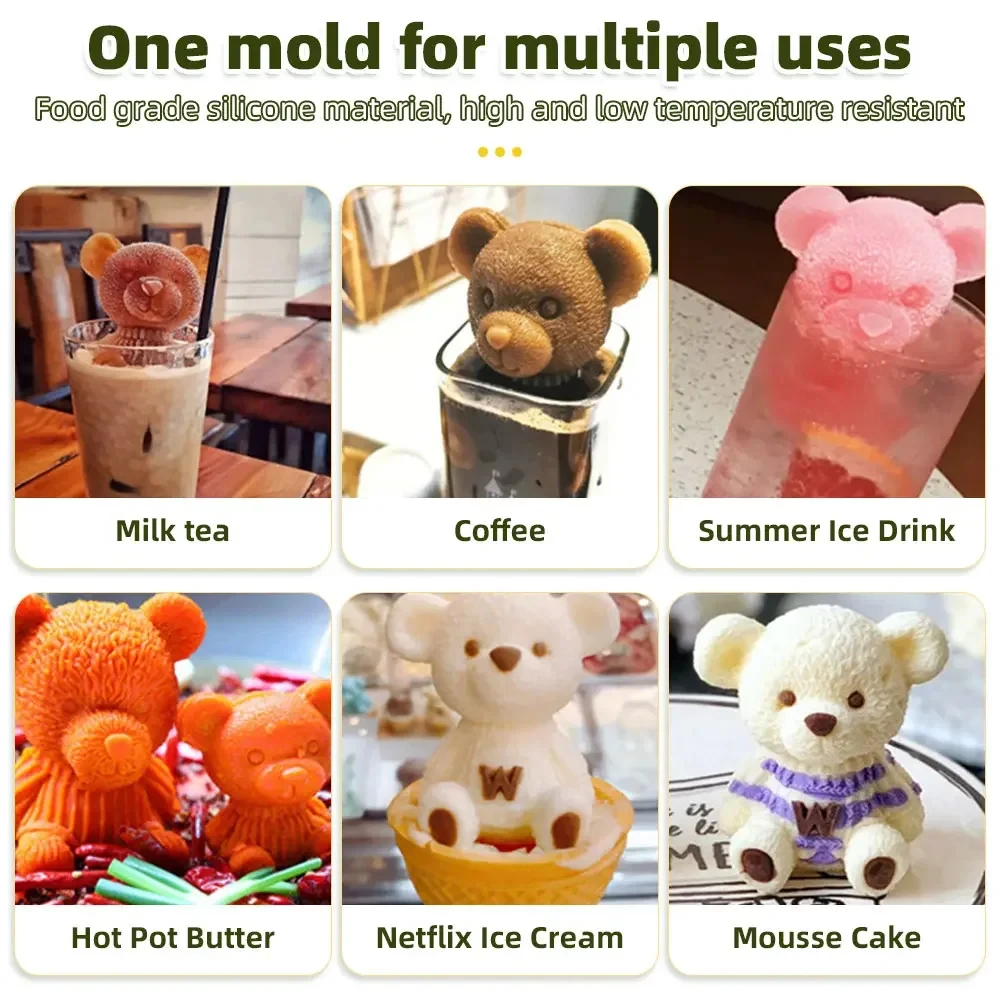 BearShaped Silicone Ice Cube Mold BPAFree Freezer Ice Trays For Smoothies Baby Food  Drinks 1