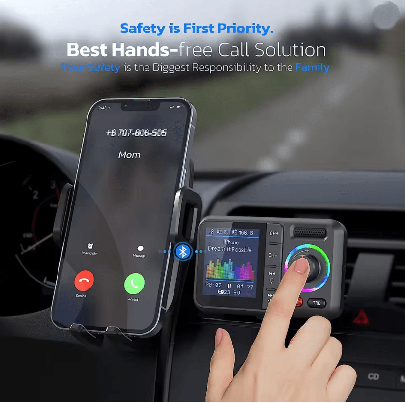 ColorView Dual USB QC30 Wireless FM Transmitter With Screen 1