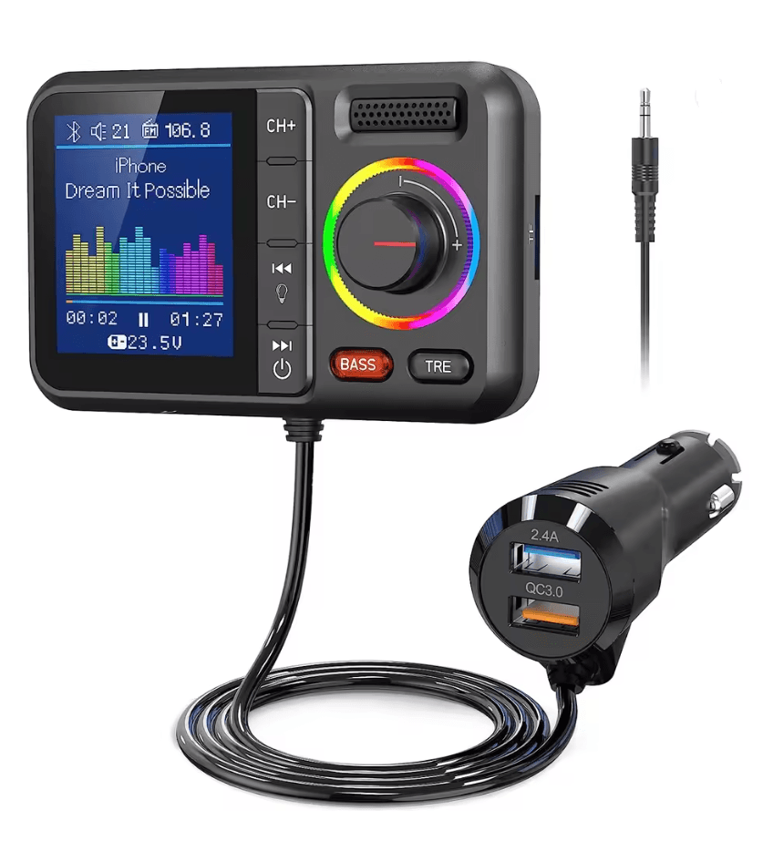 ColorView Dual USB QC30 Wireless FM Transmitter With Screen 3