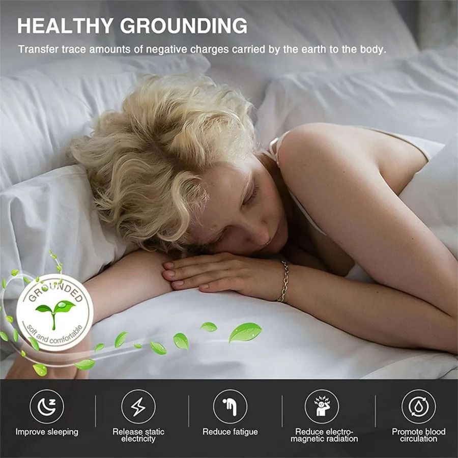 Grounding Sleep Pad For Mattress Indoor Use With Conductive Material And Grounding Cord 1