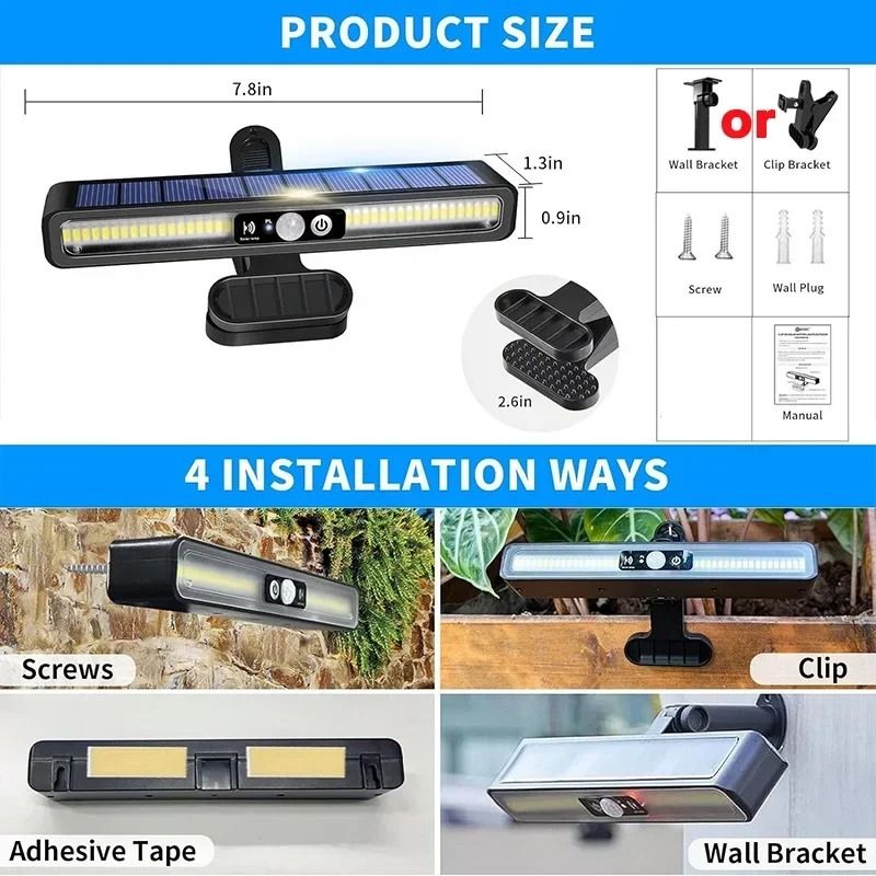 Clip On Solar Motion Sensor Light With 36 LEDs Waterproof Outdoor Security 4