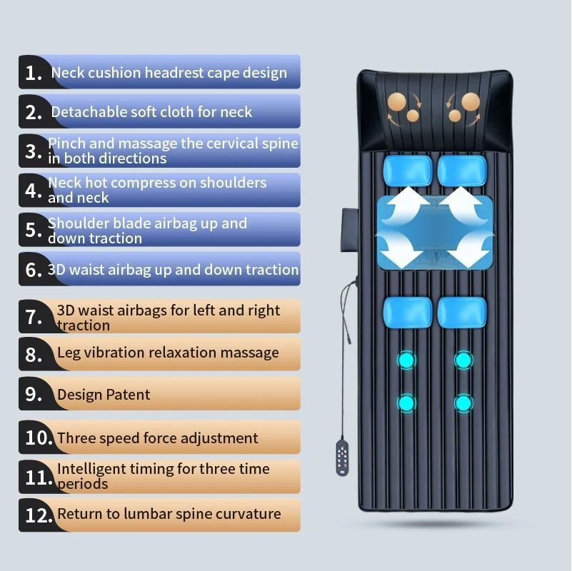 Full Body Vibration Airbag Massage Mat With Heated Neck And Lumbar Traction 10