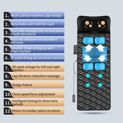 Full Body Vibration Airbag Massage Mat With Heated Neck And Lumbar Traction 6