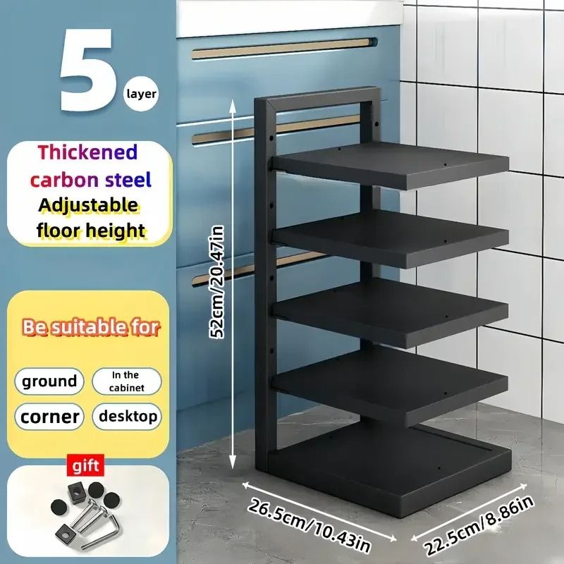 Adjustable Stainless Steel Pot And Pan Organizer Rack Multi Layer Kitchen Storage 9