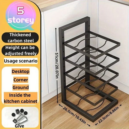 Adjustable Stainless Steel Pot And Pan Organizer Rack Multi Layer Kitchen Storage 11