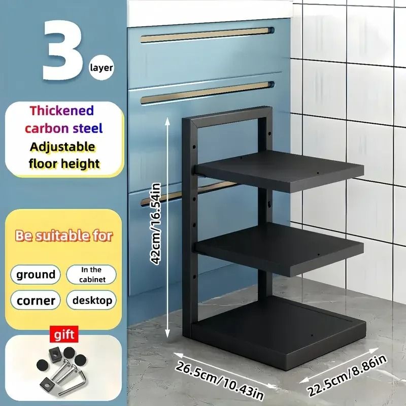 Adjustable Stainless Steel Pot And Pan Organizer Rack Multi Layer Kitchen Storage 12