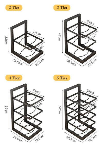 Adjustable Stainless Steel Pot And Pan Organizer Rack Multi Layer Kitchen Storage 5