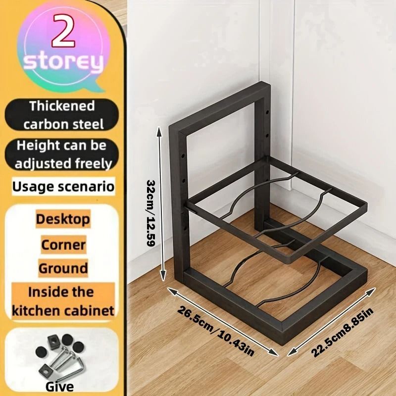 Adjustable Stainless Steel Pot And Pan Organizer Rack Multi Layer Kitchen Storage 6