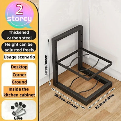Adjustable Stainless Steel Pot And Pan Organizer Rack Multi Layer Kitchen Storage 6