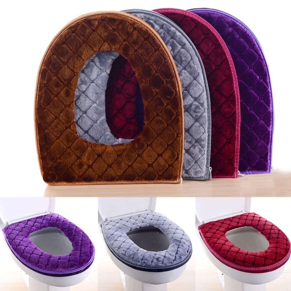 Plush Washable Toilet Seat Cover Cushion O Shape Warm Soft Lid Pad 1