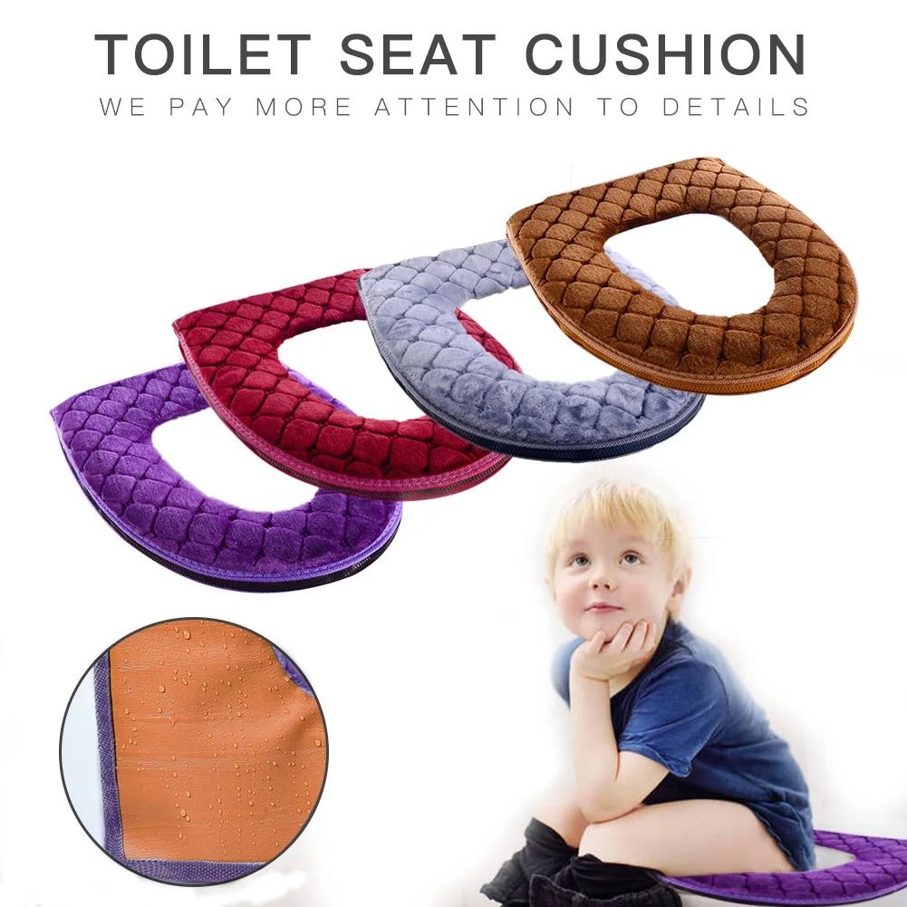Plush Washable Toilet Seat Cover Cushion O Shape Warm Soft Lid Pad 2