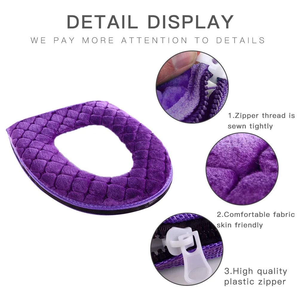 Plush Washable Toilet Seat Cover Cushion O Shape Warm Soft Lid Pad 4