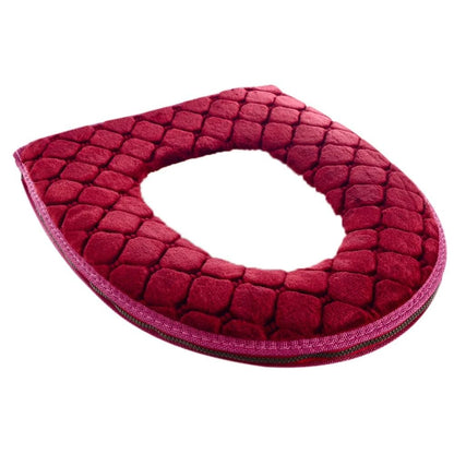 Plush Washable Toilet Seat Cover Cushion O Shape Warm Soft Lid Pad 8
