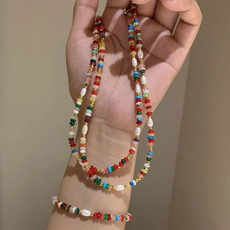 Colorful Beaded Freshwater Pearl Necklace For Women 3