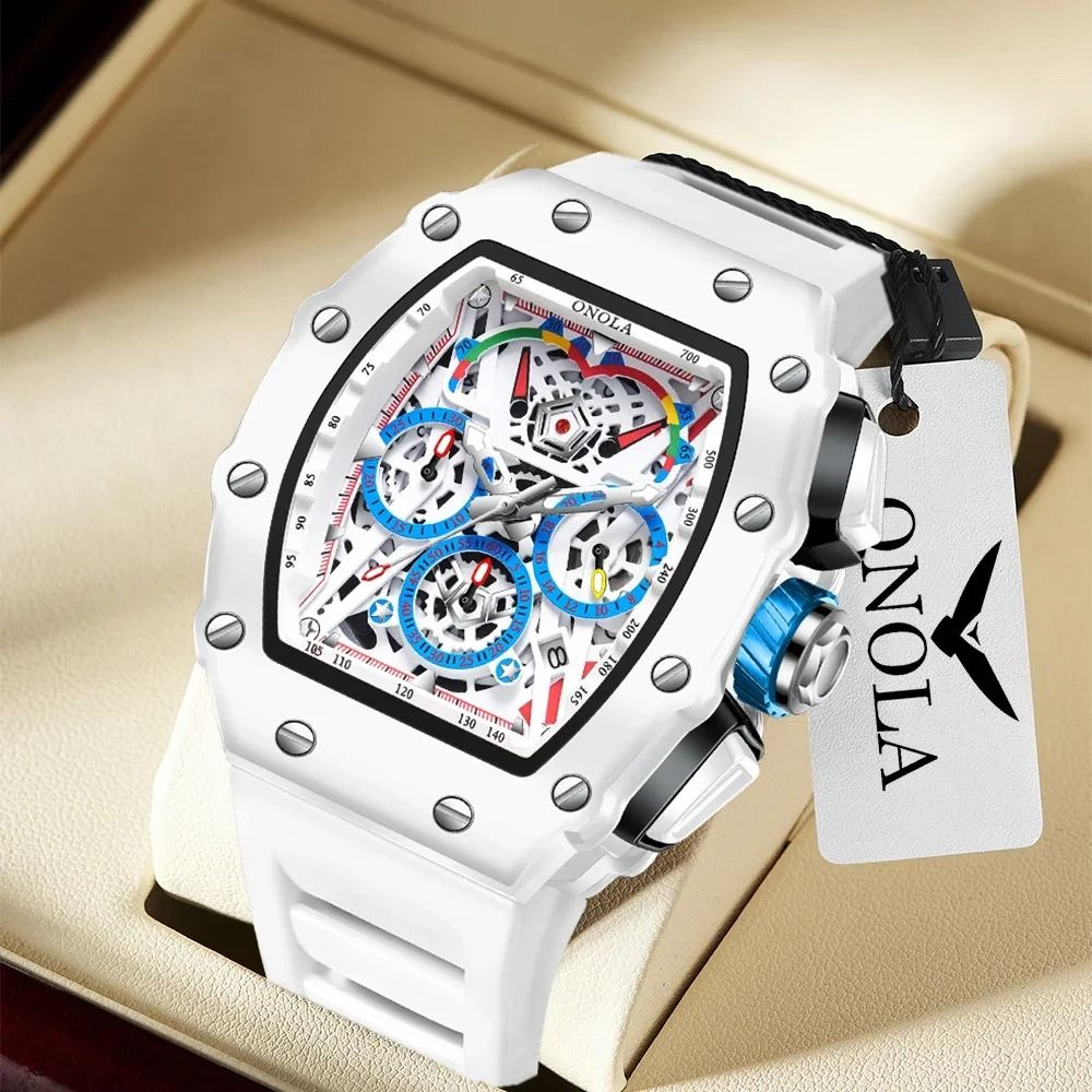 Mens Sport Style Silicone Strap Quartz Watch