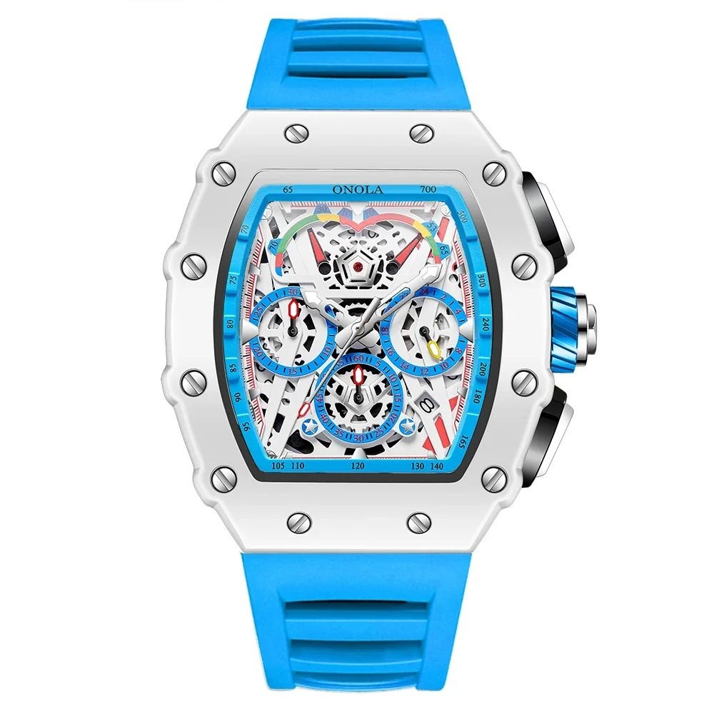Mens Sport Style Silicone Strap Quartz Watch 9