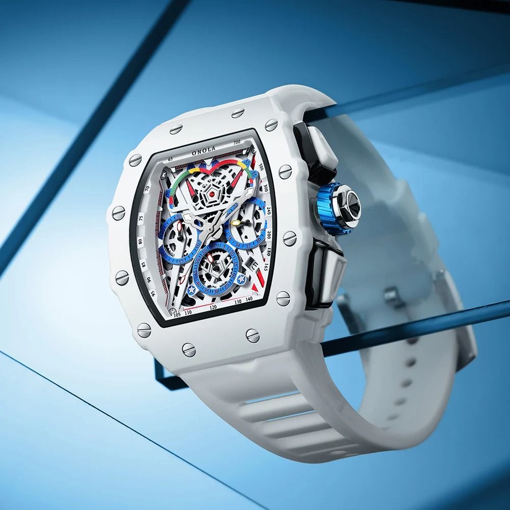 Mens Sport Style Silicone Strap Quartz Watch 5