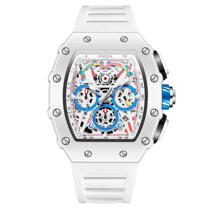 Mens Sport Style Silicone Strap Quartz Watch 6