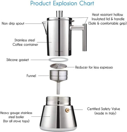 Stainless Steel Stovetop Espresso Maker Moka Pot 4