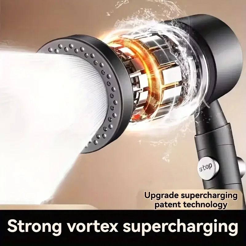 High Pressure Handheld Shower Head with 5 Spray Modes and One Button Water Stop for Bathroom Use