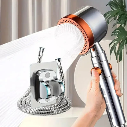 High Pressure Handheld Shower Head With 5 Spray Modes And One Button Water Stop For Bathroom Use 9