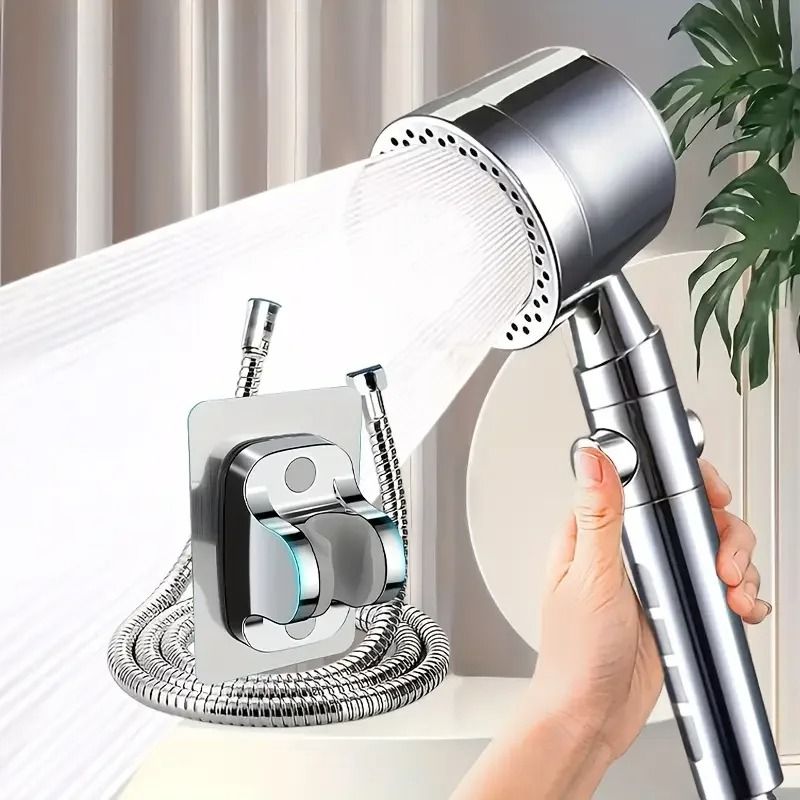 High Pressure Handheld Shower Head With 5 Spray Modes And One Button Water Stop For Bathroom Use 10