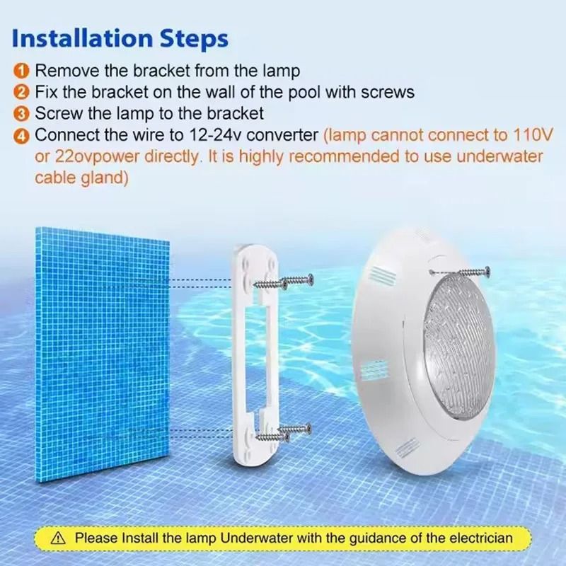 LED RGB Underwater Swimming Pool Light With Remote Control And Multiple Watt Options AC12V Waterpro 5