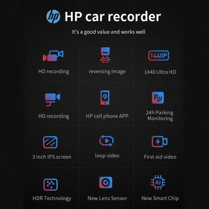 HP 2K Dash Cam With Night Vision WiFi Loop Recording And Parking Monitoring For Cars 2