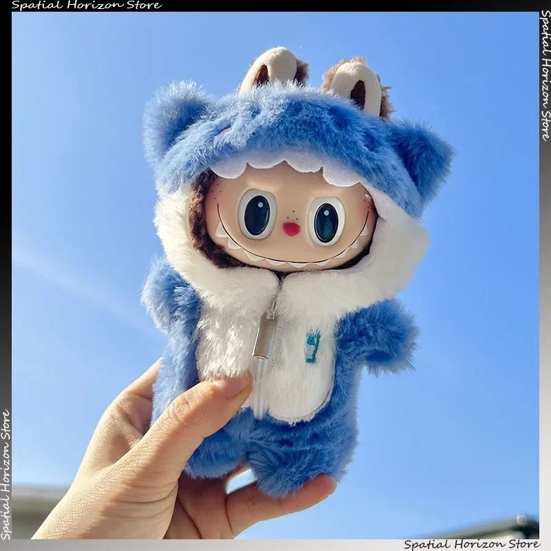 Kawaii Shark Onesie Outfit for Labubu Idol V1 V2 Mini Dolls Plush Clothing Accessory