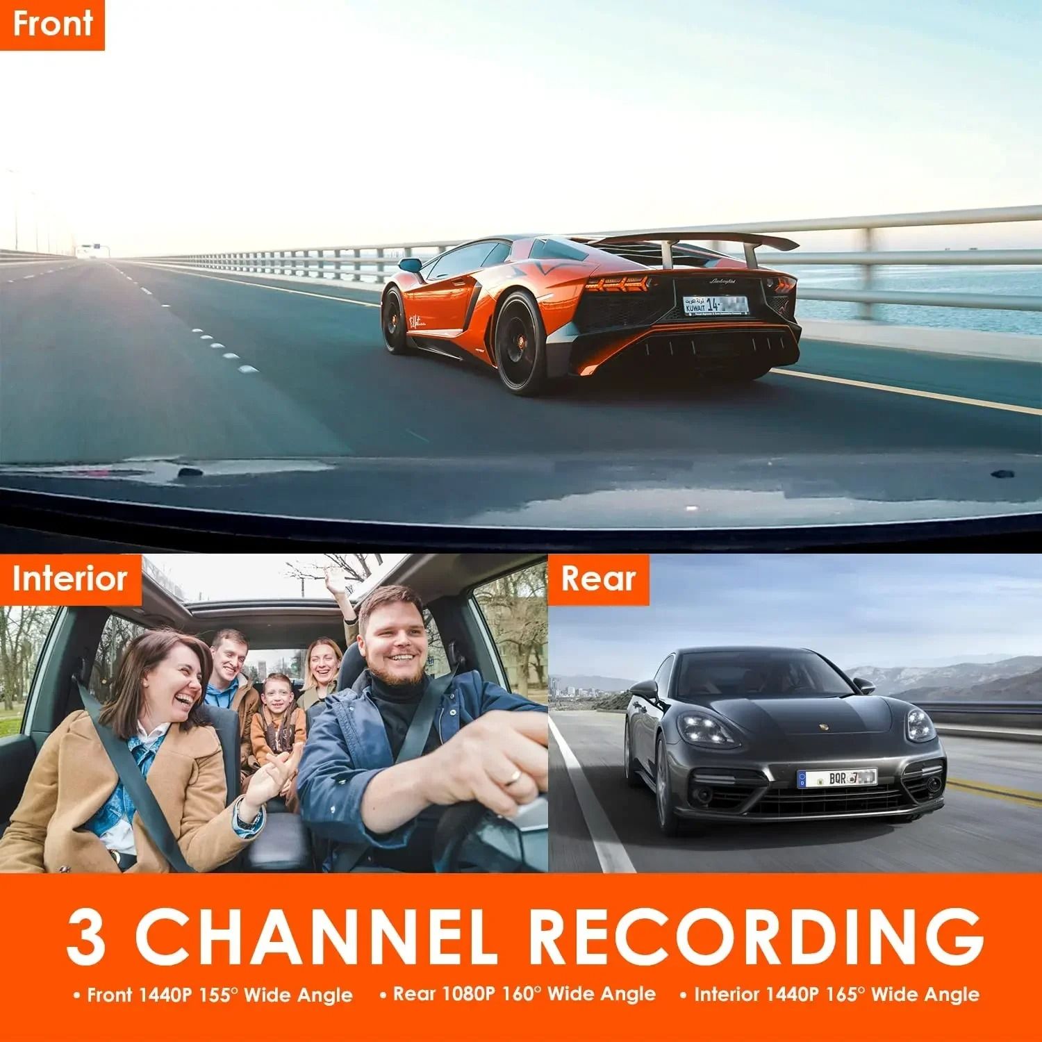 3 Channel 4K Dash Cam With Inside And Rear Lens GPS Video Recorder And UHD Camcorder For Full Vehic 1
