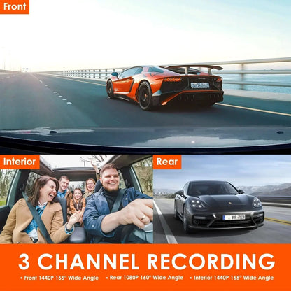 3 Channel 4K Dash Cam With Inside And Rear Lens GPS Video Recorder And UHD Camcorder For Full Vehic 1