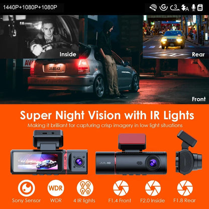 3 Channel 4K Dash Cam With Inside And Rear Lens GPS Video Recorder And UHD Camcorder For Full Vehic 5