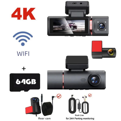 3 Channel 4K Dash Cam With Inside And Rear Lens GPS Video Recorder And UHD Camcorder For Full Vehic 7