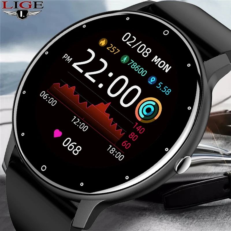 LIGE 2025 Smart Watch for Men with Full Touch Screen Fitness Tracker and Bluetooth Call Support for Android and iOS