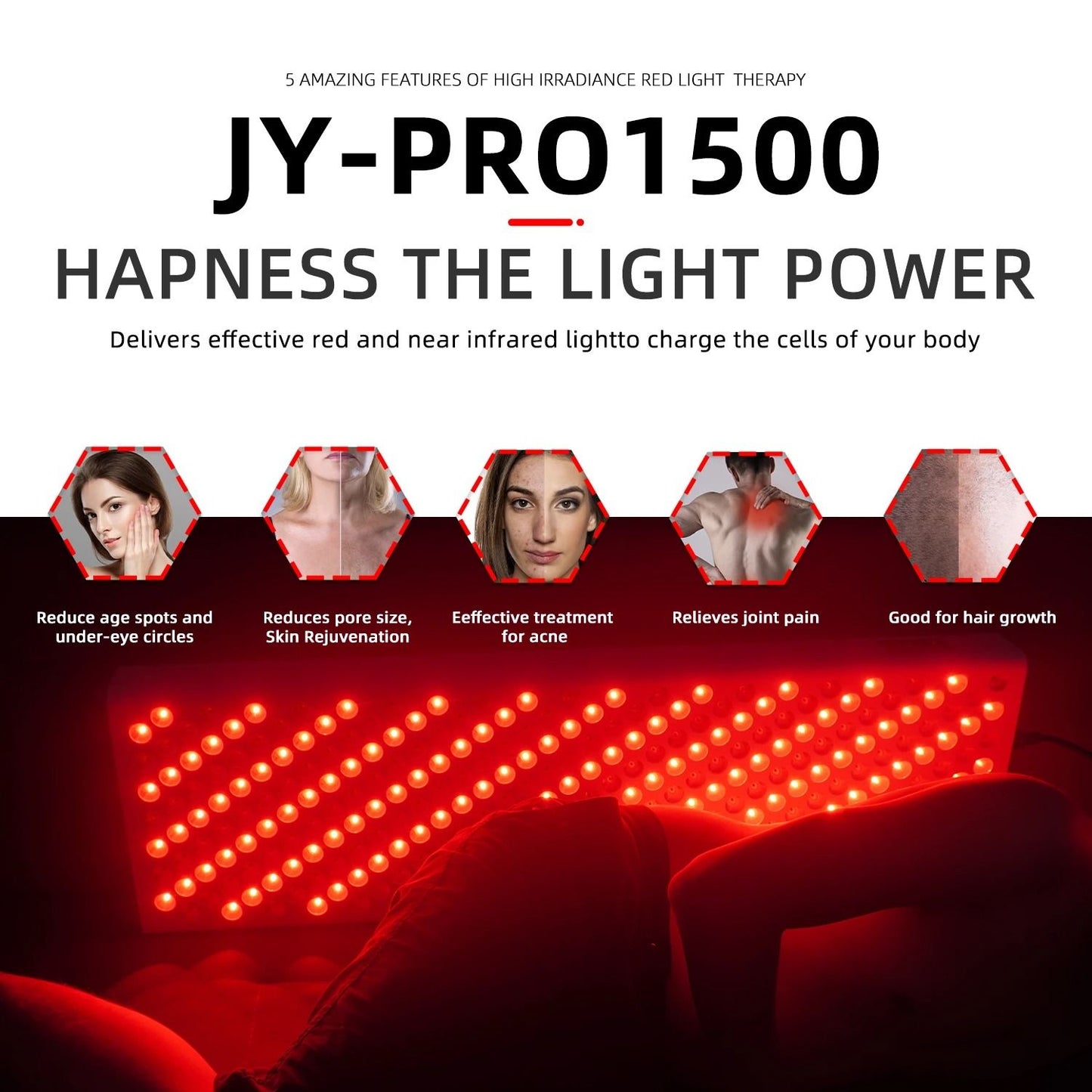 Dual Chip Red Light Therapy Panel With 630nm 660nm 810nm 850nm LED For Face And Body Skin Care And  4