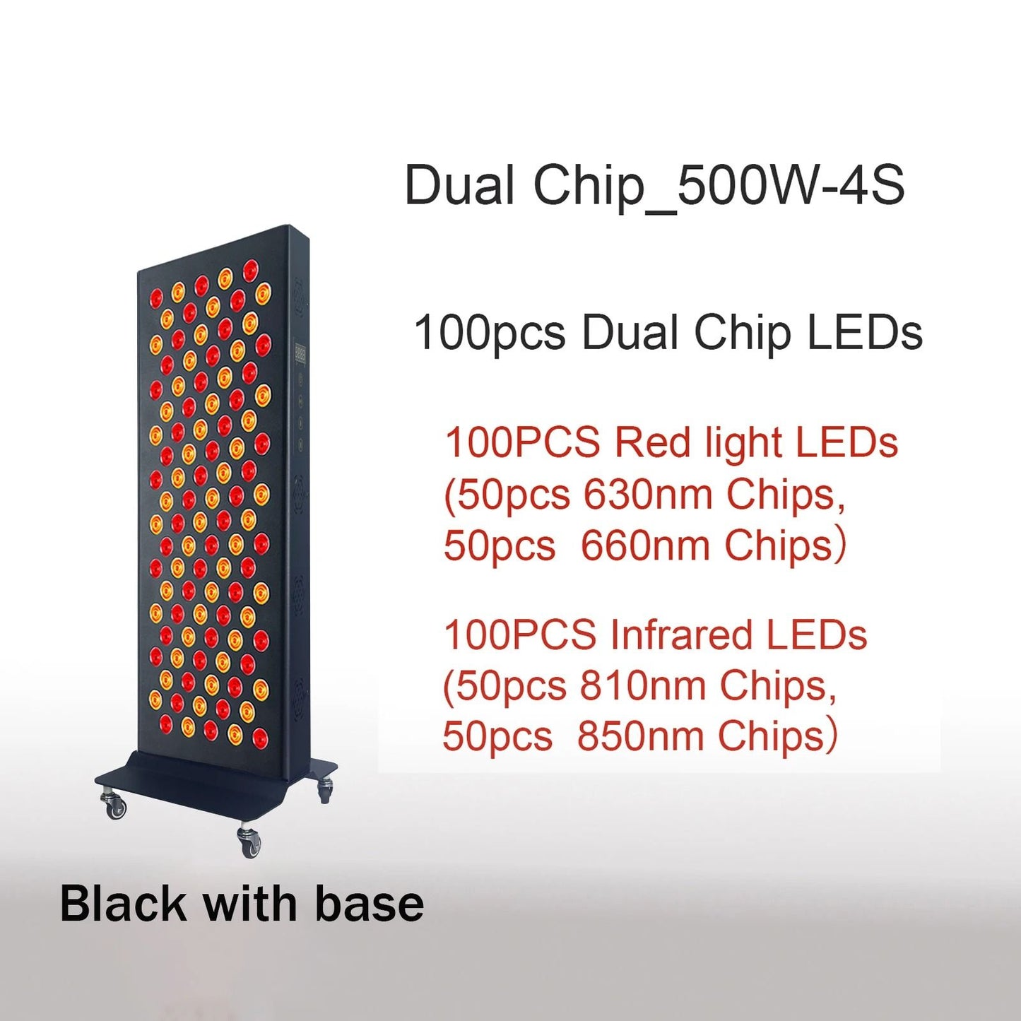 Dual Chip Red Light Therapy Panel With 630nm 660nm 810nm 850nm LED For Face And Body Skin Care And  12