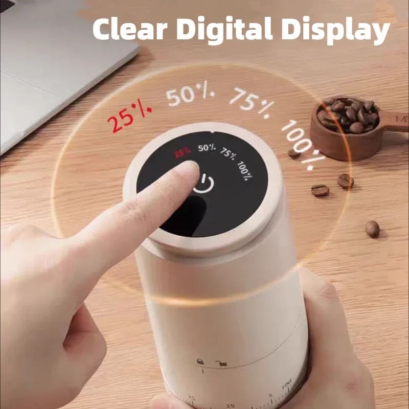 Electric Coffee Grinder With 1500mAh Battery And Adjustable Burrs For Fresh Bean Grinding And Type  2