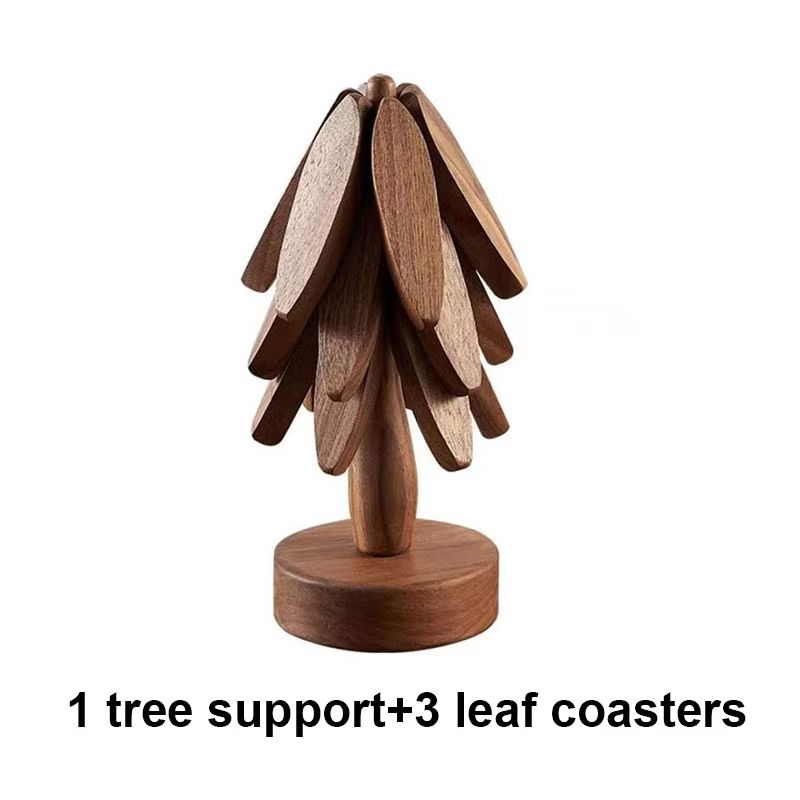 4PCS Wooden Tree Design Trivets  Decorative HeatResistant Table Mats  Pot Holders 6