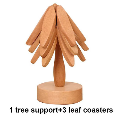 4PCS Wooden Tree Design Trivets  Decorative HeatResistant Table Mats  Pot Holders 7