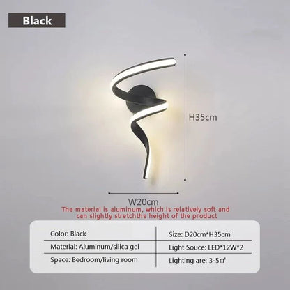 LED Wall Lamp Nordic Spiral Sconce Light For Indoor Hallway Bedroom Bedside Or Stair Lighting Decor 7
